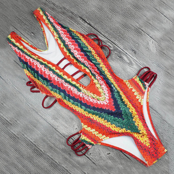 Multicolor❤ Racerback Crochet* Monokini Swimsuits - Picture 5 of 6